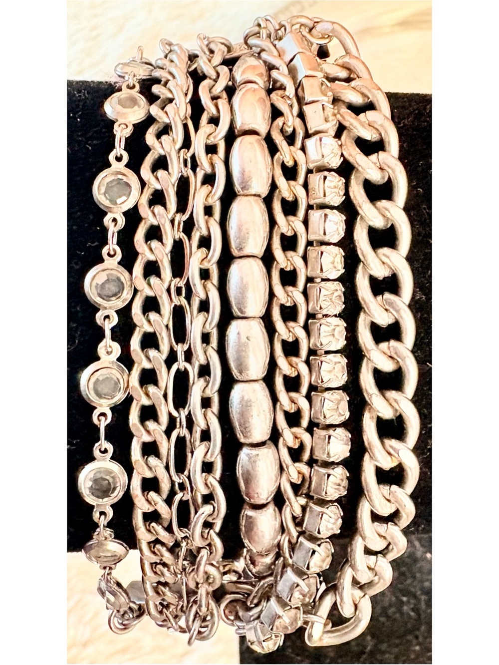 Chico’s Multi Strand Silver Tone Stretch Bracelet